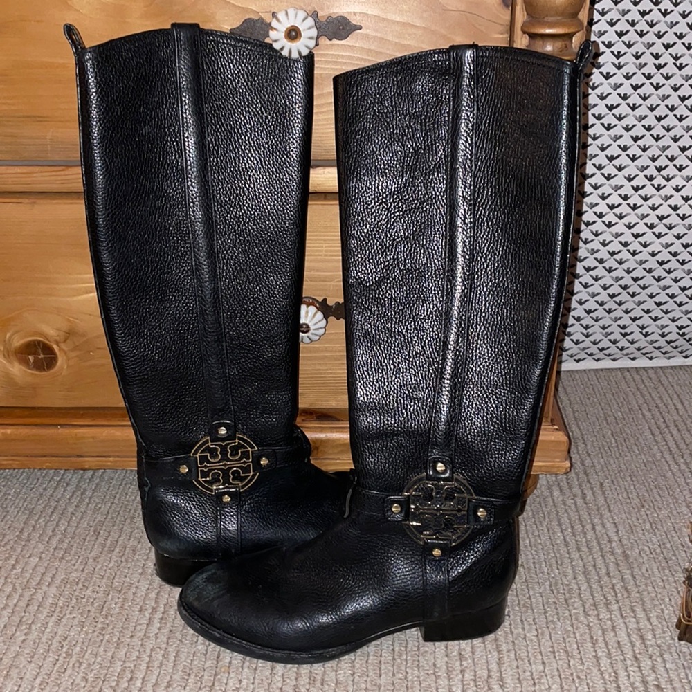 Tory Burch Marlene Riding Boots | Black | Size 8